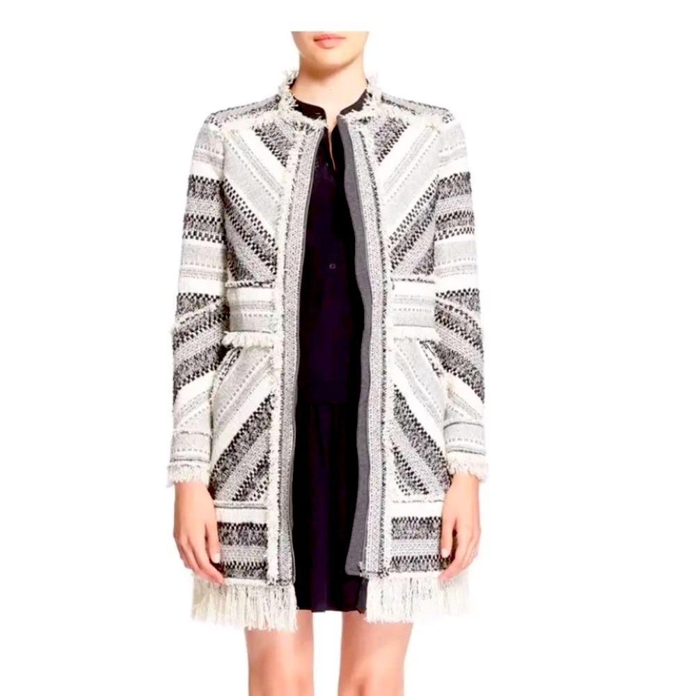 Rebecca Taylor Artisan Tweed Fringe Coat (size 6)